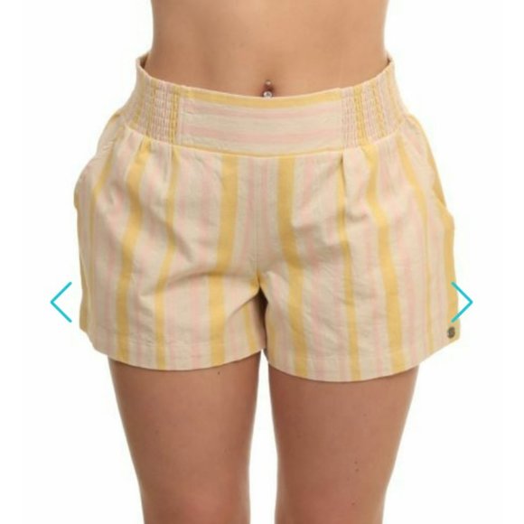 Roxy Handmade Life Shorts in Tapioca Alla Size M Striped Shorts - Picture 1 of 10